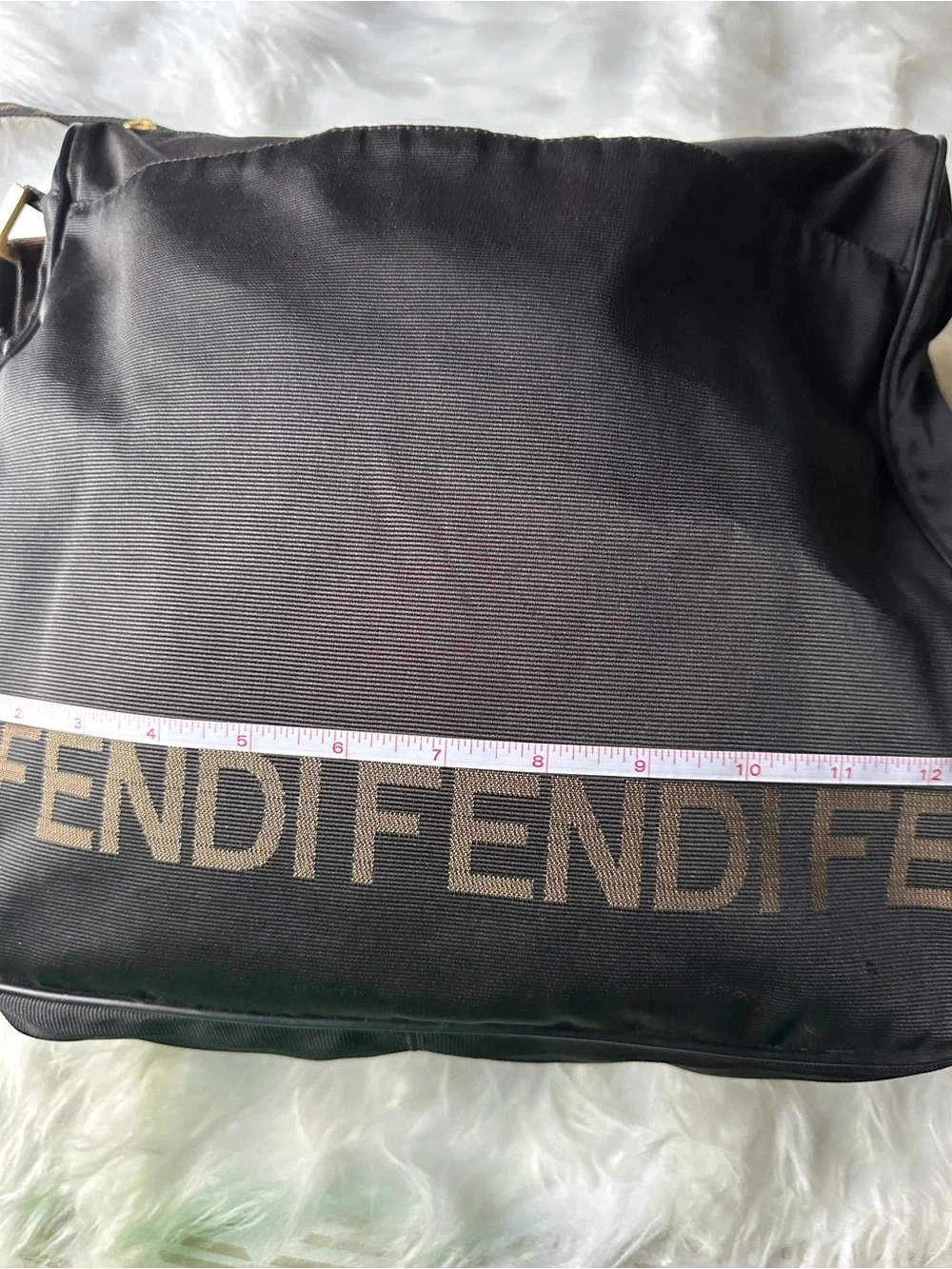 Vintage Fendi Roma 1925 Black Nylon Messenger Crossbody Bag